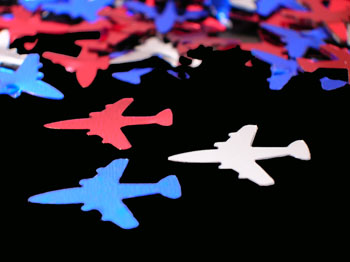 Airplane Confetti mix of red, blue and silver metallic